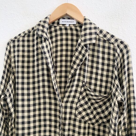 WE WORE WHAT Gingham Button-Up Shirt & Pants Pajama Set XXS Size - Picture 7 of 14